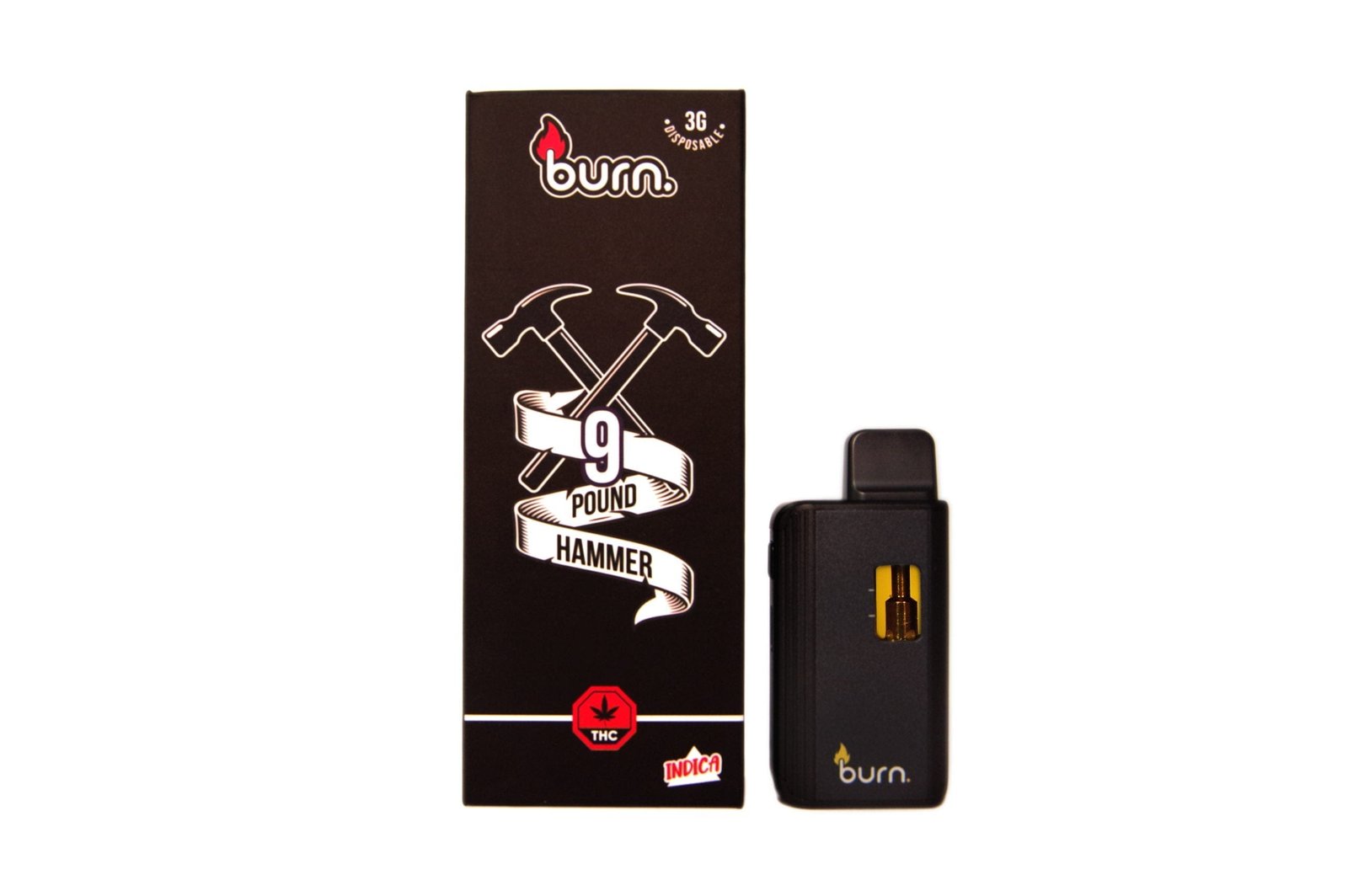 BURN 3ML DISPOSABLE VAPES – 9 POUND HAMMER THC DISTILLATE