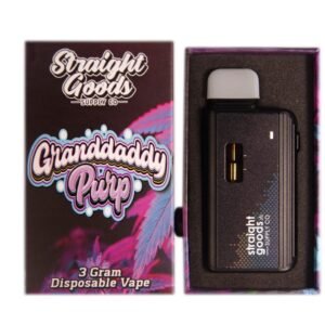 STRAIGHT GOODS SUPPLY CO. 3 GRAM DISPOSABLE VAPES – Grand Daddy Purple THC DISTILLATE (New Packaging)