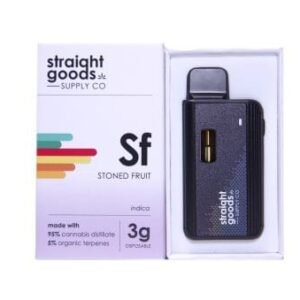 STRAIGHT GOODS SUPPLY CO. 3 GRAM DISPOSABLE VAPES – Stoned Fruit THC DISTILLATE
