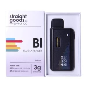 STRAIGHT GOODS SUPPLY CO. 3 GRAM DISPOSABLE VAPES – BLUE LAVENDER THC DISTILLATE