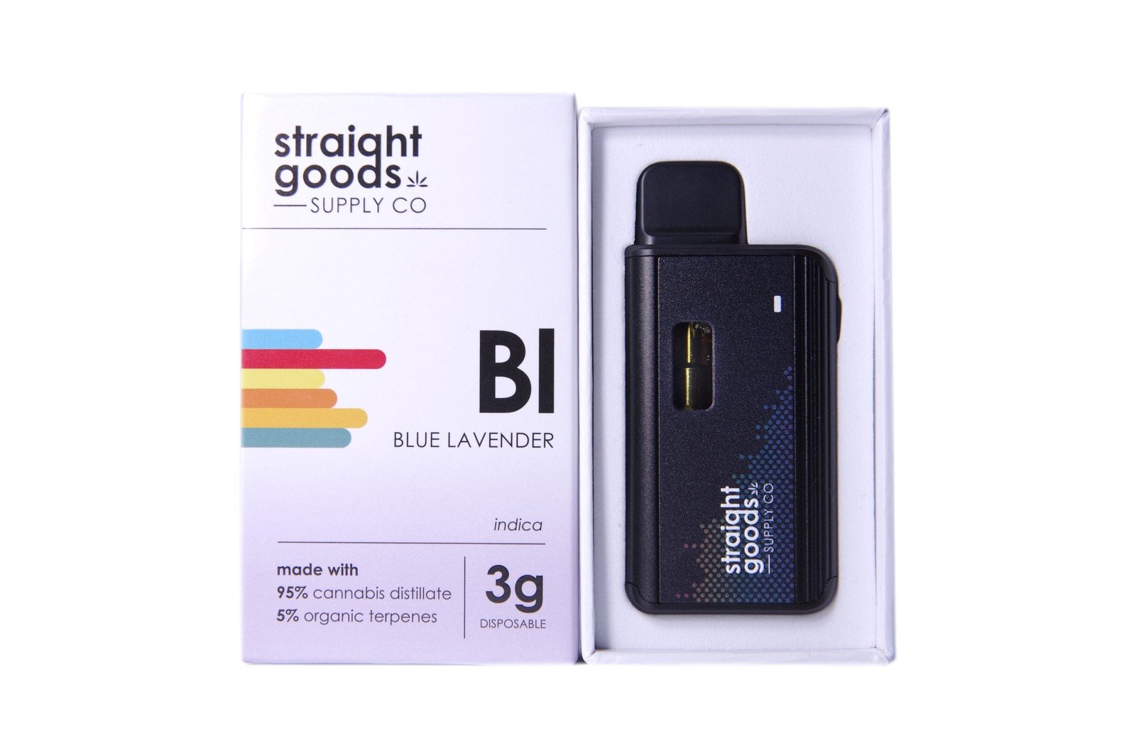 STRAIGHT GOODS SUPPLY CO. 3 GRAM DISPOSABLE VAPES – BLUE LAVENDER THC DISTILLATE