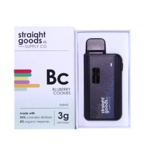 STRAIGHT GOODS SUPPLY CO. 3 GRAM DISPOSABLE VAPES – Blueberry Cookies THC DISTILLATE