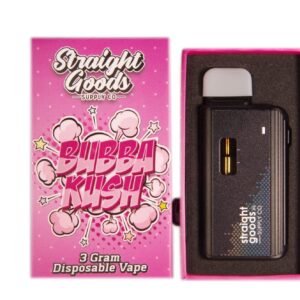 STRAIGHT GOODS SUPPLY CO. 3 GRAM DISPOSABLE VAPES – Bubba Kush THC DISTILLATE (New Packaging)