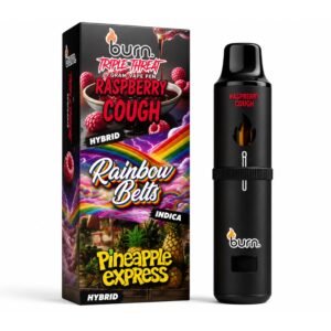 Burn Triple Threat – Raspberry Cough + Rainbow Belts + Pineapple Express (9 Gram)