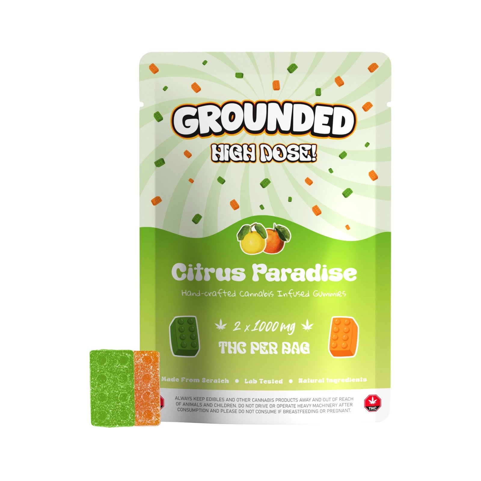 Grounded High Dose Bricks | Citrus Paradise - 2000mg THC