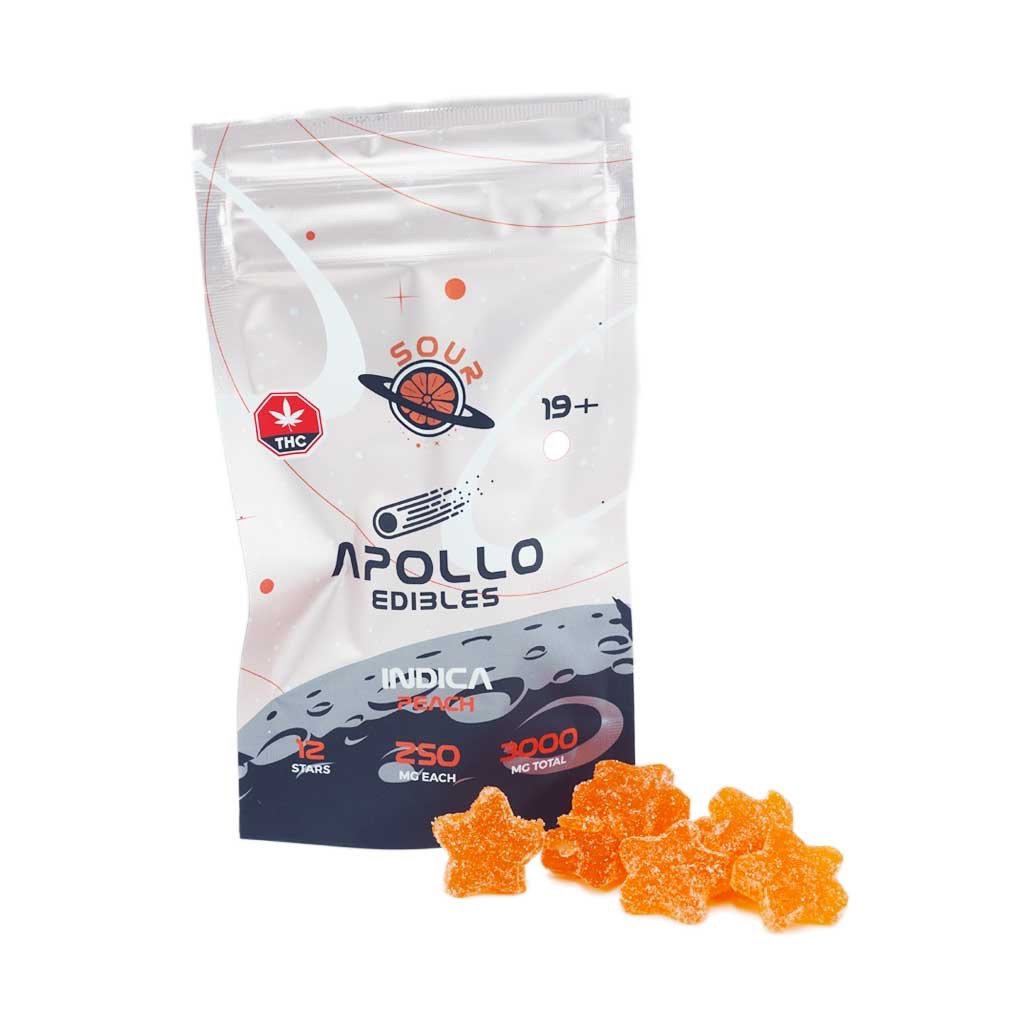 Apollo Edibles – Sour Peach Shooting Stars 3000mg THC (Indica)
