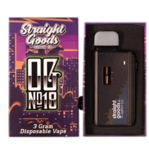 STRAIGHT GOODS SUPPLY CO. 3 GRAM DISPOSABLE VAPES – OG No 18 THC DISTILLATE (New Packaging)