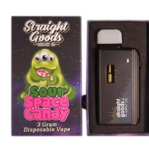 STRAIGHT GOODS SUPPLY CO. 3 GRAM DISPOSABLE VAPES – Sour Space Candy THC DISTILLATE (New Packaging)